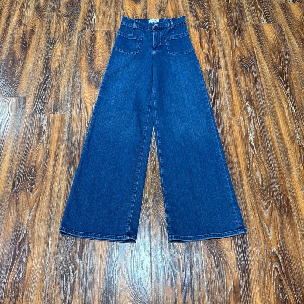 Frame 25 Le Slim Palazzo Jeans Womens Blue High Rise Wide Leg Thunderstrom